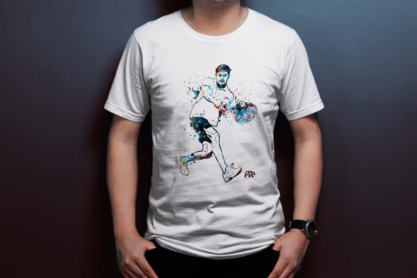 Image front T-Shirt de tennis homme en coton bio - style peinture artistique
