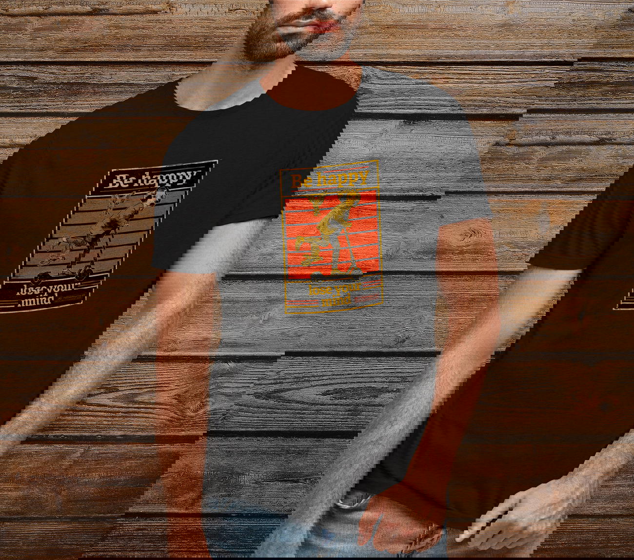 T-Shirt homme coton Bio - Be Happy Lose your mind - Chien en trottinette