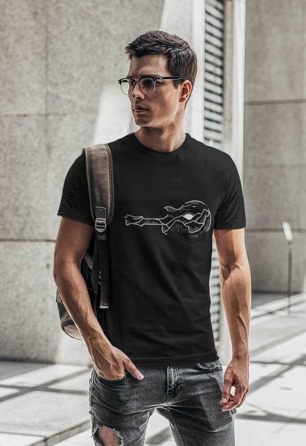 Image front T-Shirt coton Bio - Guitare en Montagne