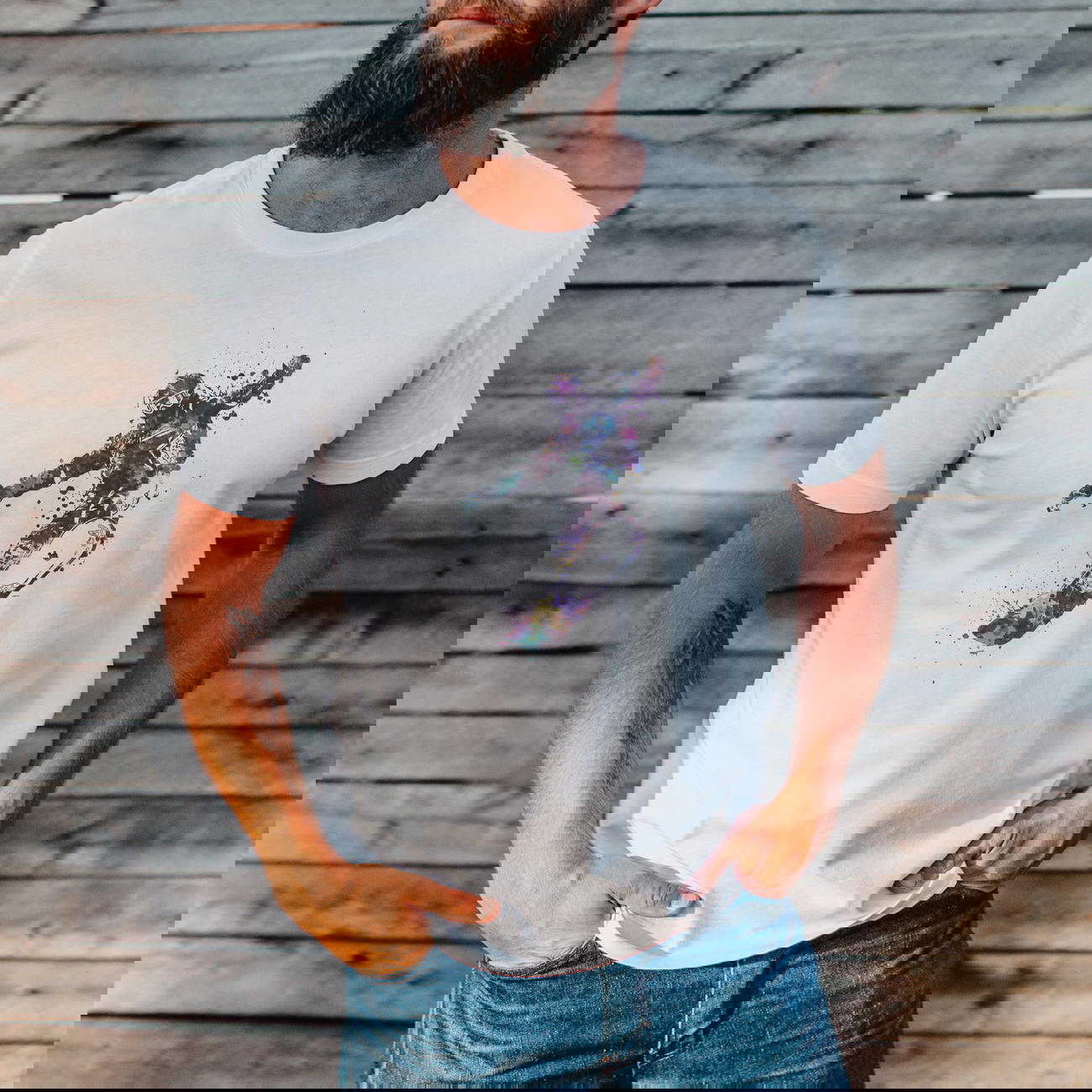 T-Shirt de snnowboard homme en coton bio - style peinture artistique