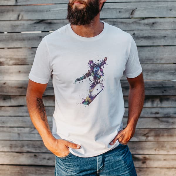 Image front T-Shirt de snnowboard homme en coton bio - style peinture artistique