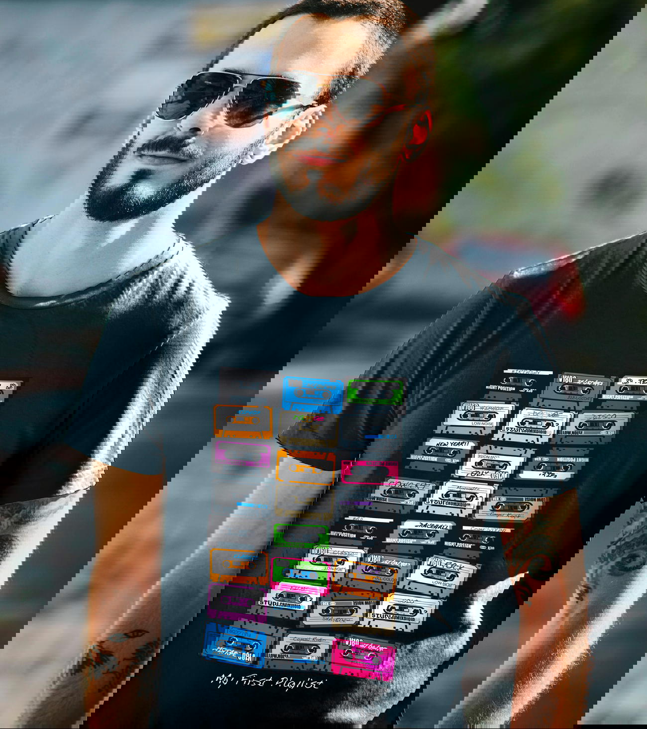 T-Shirt cassettes homme coton bio - My First Playlist