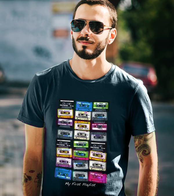 Image front T-Shirt cassettes homme coton bio - My First Playlist