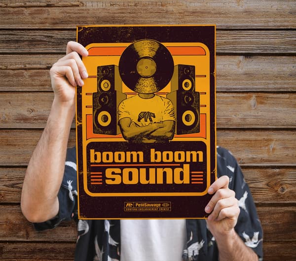 Image front Poster de musique rétro ou Affiche d'art de vinyle - Boom Bom sound