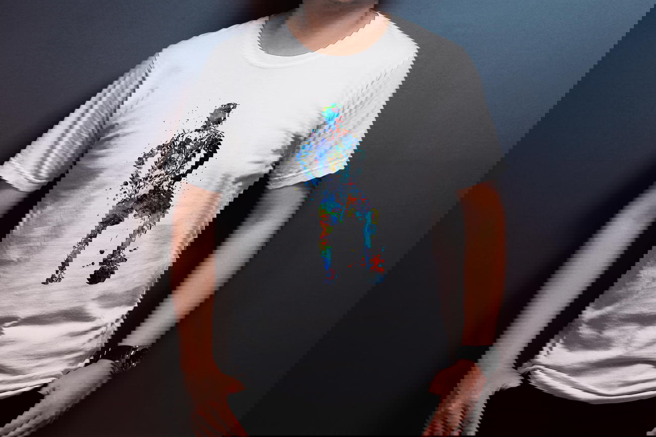 T-Shirt de football homme en coton bio - style peinture artistique