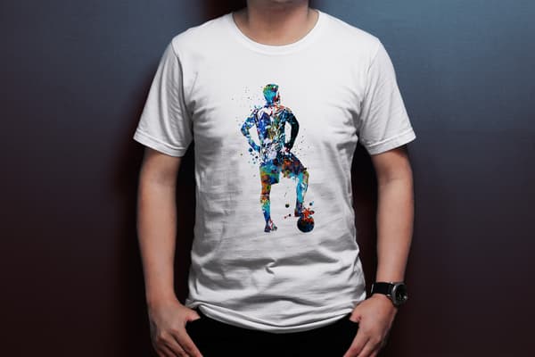 Image front T-Shirt de football homme en coton bio - style peinture artistique