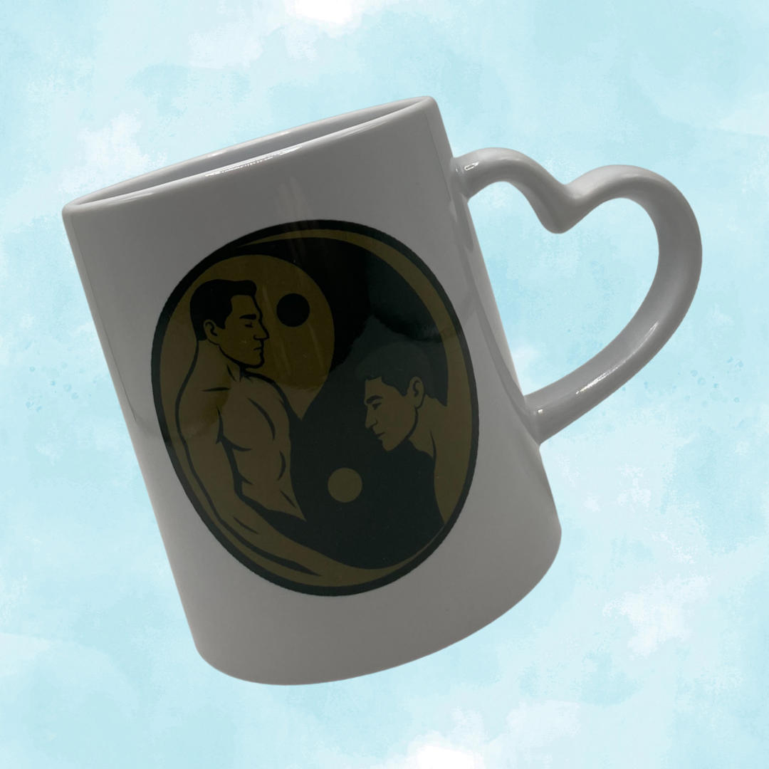Mug à anse en forme de coeur pour couple Yin et Yang