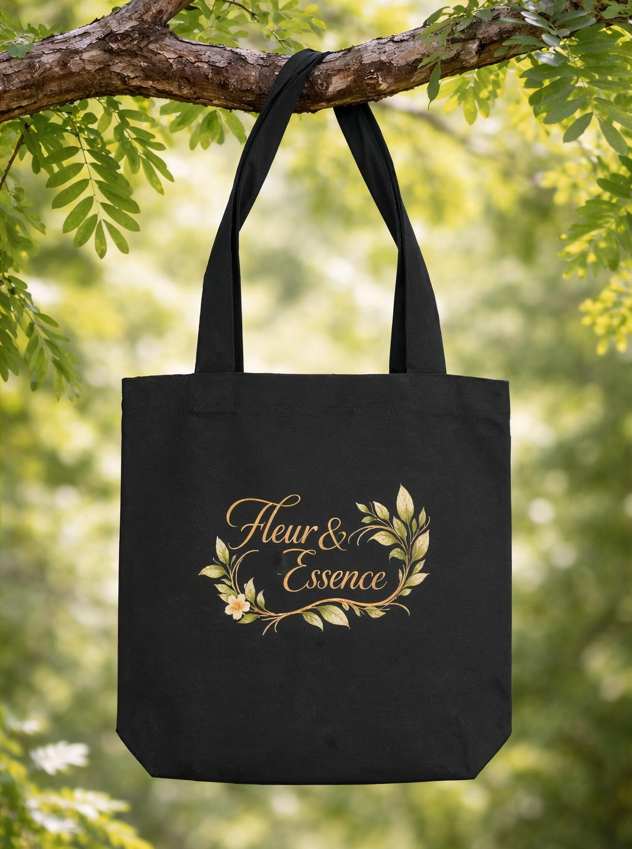 Image back Totebag épais écologique noir Fleur & Essence