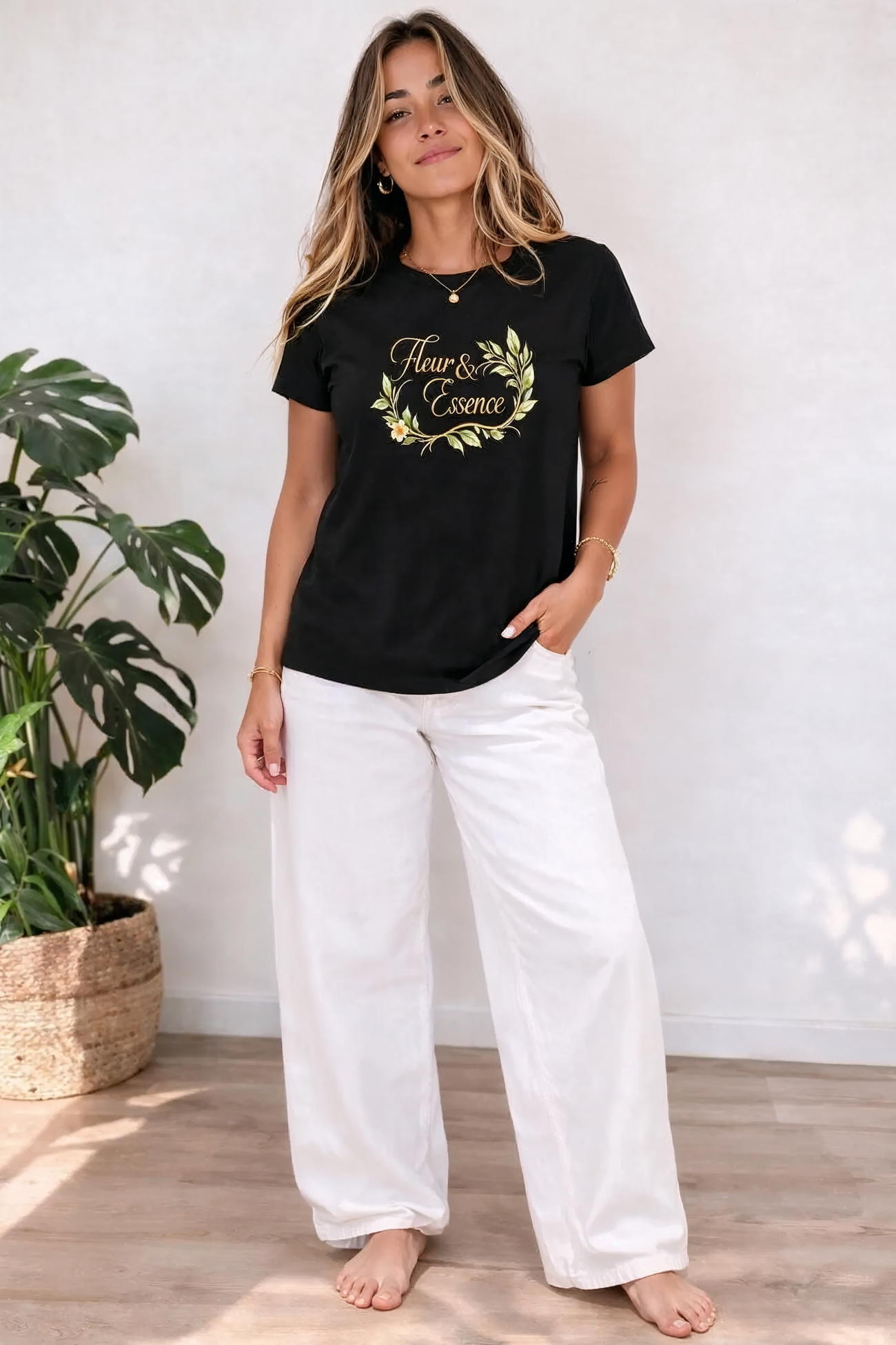 Image back T-shirt Femme Léger 100% coton biologique Fleur & Essence