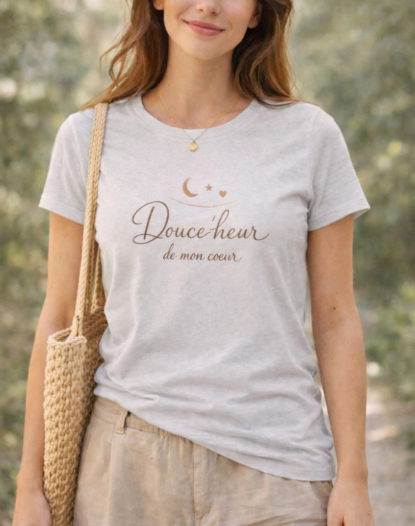 Image back T-shirt Femme Douce'heur de mon cœur, 100% coton en conversion biologique