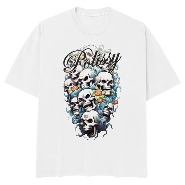 Image front Bunch Of Skulls Skate Cut Tee WHT