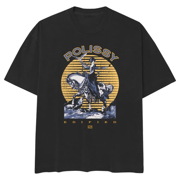Image front Lady On Horse Skate Cut Tee BLK