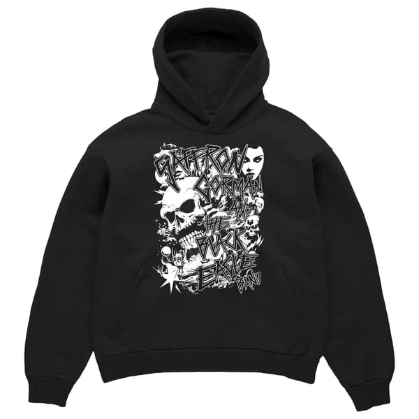 Image front Parasomnia WHT Oversized Cut Hoodie BLK