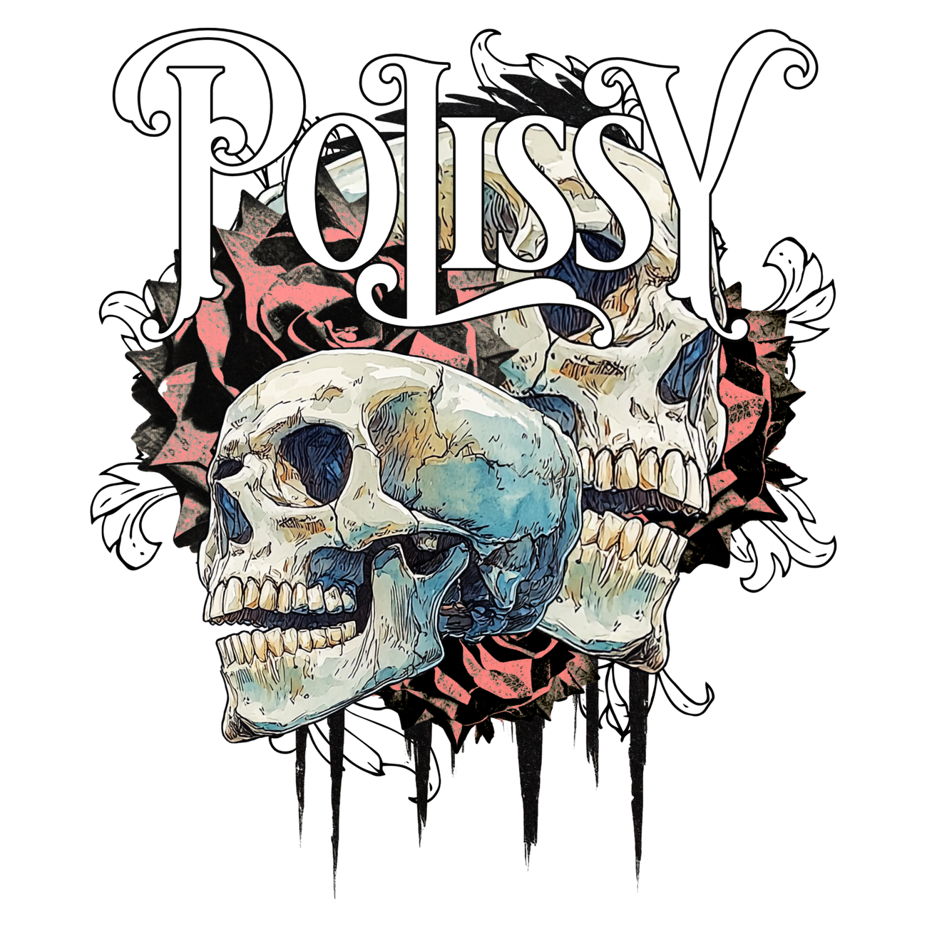 Image back Skulls N Roses Skate Cut Tee WHT