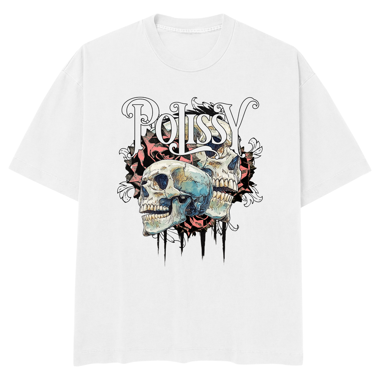 Image front Skulls N Roses Skate Cut Tee WHT