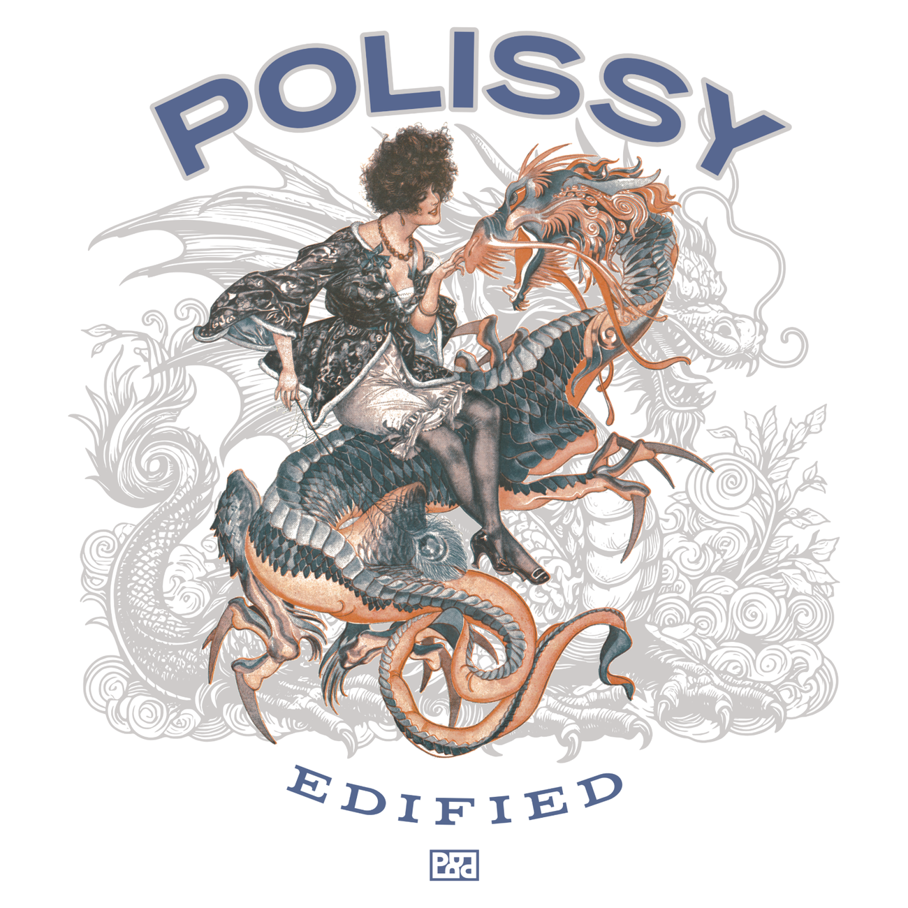 Image back Lady On Dragon Skate Cut Tee WHT