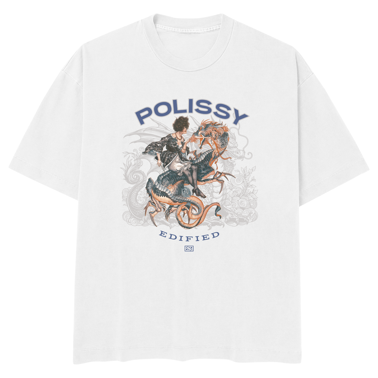 Image front Lady On Dragon Skate Cut Tee WHT