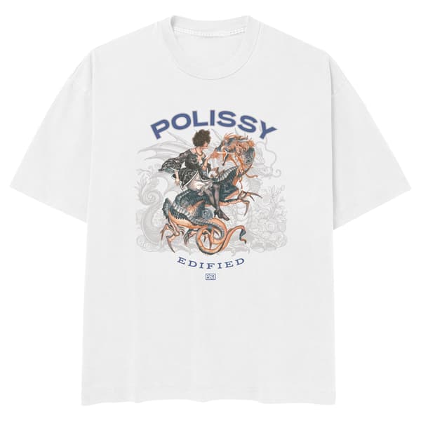 Image front Lady On Dragon Skate Cut Tee WHT