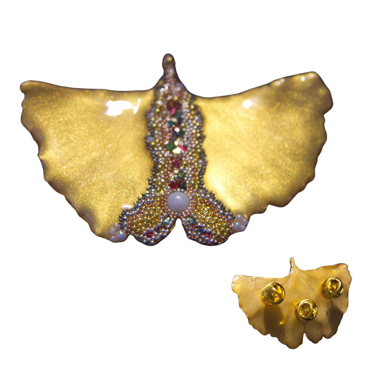 Image front Broche - "Envolée vers l'Âme Agit" - Collection Gingko "Le Voile d'Isis"