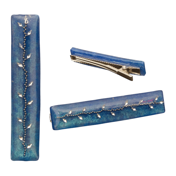 Image front Barrette -  « À l ́Origine de la Vie en Bleu » - Collection « Femme Fleur »