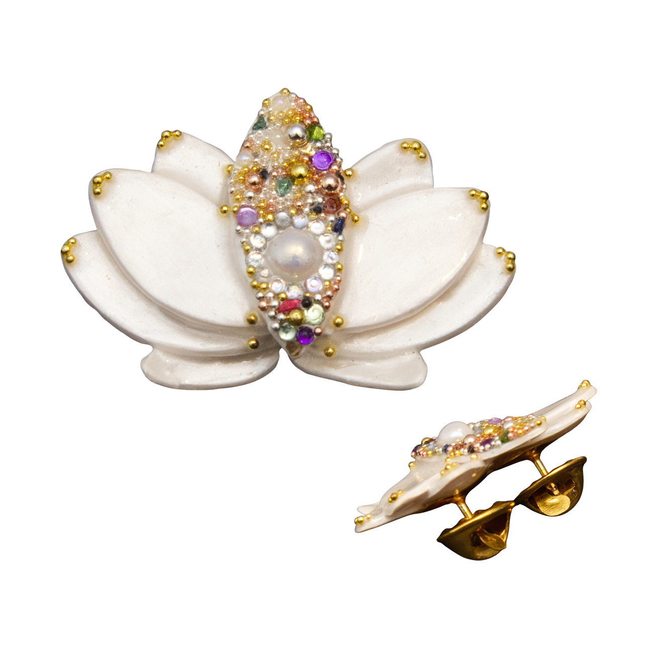 Image front Broche Pin’s  - « Le Lotus Blanc » - Collection - « Les Nymphéas »