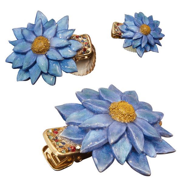 Image front Barrette - « Gaïa Bleue » - Collection « Femme Fleur »