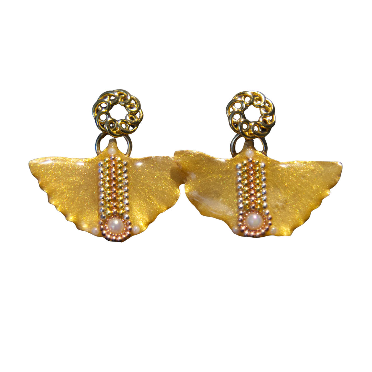 Image front Boucles d’oreilles « Flammes d’Isis » - Collection Gingko "Le Voile d'Isis"